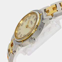 Hermes Ivory Yellow Gold Plated Stainless Steel Clipper Quartz Women's Wristwatch 24 mm