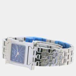 Hermes Blue Stainless Steel Heure H HH1.210 Quartz Women's Wristwatch 21 mm