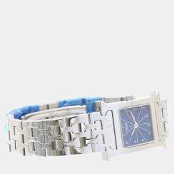 Hermes Blue Stainless Steel Heure H HH1.210 Quartz Women's Wristwatch 21 mm