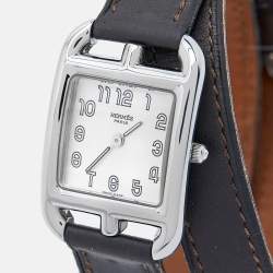 Hermes Silver Dial Stainless Steel Leather Cape Cod CC1.210 Unisex Wristwatch 23 mm