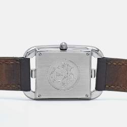 Hermes Silver Dial Stainless Steel Leather Cape Cod CC1.210 Unisex Wristwatch 23 mm