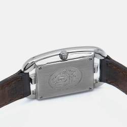 Hermes Silver Dial Stainless Steel Leather Cape Cod CC1.210 Unisex Wristwatch 23 mm