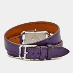 Hermes Silver Stainless Steel Leather Cape Cod CC1.210 Women's Wristwatch 23 mm