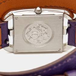 Hermes Silver Stainless Steel Leather Cape Cod CC1.210 Women's Wristwatch 23 mm