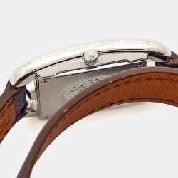 Hermes Silver Stainless Steel Leather Cape Cod CC1.210 Women's Wristwatch 23 mm