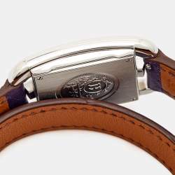 Hermes Silver Stainless Steel Leather Cape Cod CC1.210 Women's Wristwatch 23 mm
