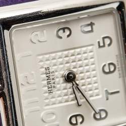 Hermes Silver Stainless Steel Leather Cape Cod CC1.210 Women's Wristwatch 23 mm