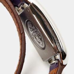 Hermes Silver Stainless Steel Leather Cape Cod CC1.210 Women's Wristwatch 23 mm