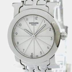 Hermes Silver Stainless Steel Heure H Quartz Women's Wristwatch 25 mm