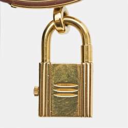 Hermes Champagne Gold Plated Leather Kelly Women's Wristwatch 20MM