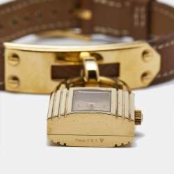 Hermes Champagne Gold Plated Leather Kelly Women's Wristwatch 20MM