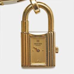 Hermes Champagne Gold Plated Leather Kelly Women's Wristwatch 20MM