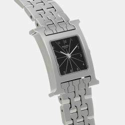 Hermes Black Stainless Steel H Collection HH1.210 Quartz Women's Wristwatch 21 mm