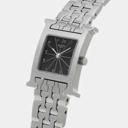 Hermes Black Stainless Steel H Collection HH1.210 Quartz Women's Wristwatch 21 mm