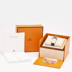Hermes White Stainless Steel Heure H HH1.210 Women's Wristwatch 21 mm