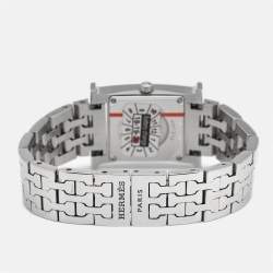 Hermes White Stainless Steel Heure H HH1.210 Women's Wristwatch 21 mm