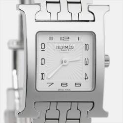 Hermes White Stainless Steel Heure H HH1.210 Women's Wristwatch 21 mm