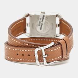 Hermes Mother Of Pearl Diamond Leather Cape Cod CC1.210c Women's Wristwatch 23 mm