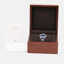 Hermes Blue Diamond Stainless Steel Alligator Arceau Soleil AR5.330 Women's Wristwatch 36 mm