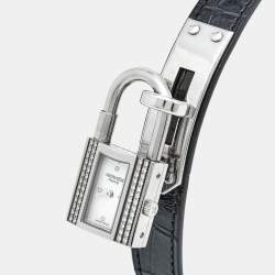 Pre Owned Hermès Mother of Pearl Stainless Steel Alligator Kelly KE1.231 Women's Wristwatch 20 mm