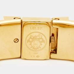 Hermes Champagne Gold Plated Stainless Steel Loquet L01.201 Women's Wristwatch 19 mm