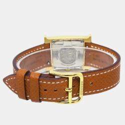 Hermes Yellow Gold Plated Stainless Steel Heure H Quartz Women's Wristwatch 25 mm