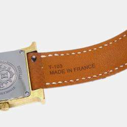 Hermes Yellow Gold Plated Stainless Steel Heure H Quartz Women's Wristwatch 25 mm