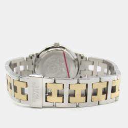 Hermes Beige Yellow Gold Plated Stainless Steel Clipper CL4.220 Quartz Women's Wristwatch 24 mm