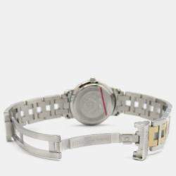 Hermes Beige Yellow Gold Plated Stainless Steel Clipper CL4.220 Quartz Women's Wristwatch 24 mm