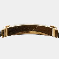 Hermes White Yellow Gold Plated Stainless Steel Leather Heure H HH1.510 Women's Wristwatch 26 mm