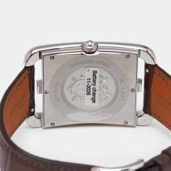Hermes Silver Stainless Steel Alligator Leather Cape Cod CC1.810 Women's Wristwatch 33 mm