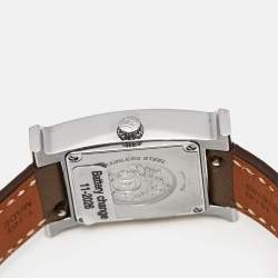 Hermes Mother Of Pearl Diamond Stainless Steel Leather Heure H W046512WW Women's Wristwatch 21 mm