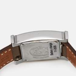 Hermes Mother Of Pearl Diamond Stainless Steel Leather Heure H W046512WW Women's Wristwatch 21 mm