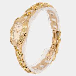 Hermes White 18k Yellow Gold Ruban FA1.272 Quartz Women's Wristwatch 23 mm