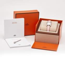 Pre Owned Hermès Silver Dial Stainless Steel Leather Cape Cod CC1.210a  Women's Wristwatch 23 mm