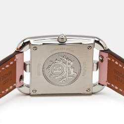 Pre Owned Hermès Silver Dial Stainless Steel Leather Cape Cod CC1.210a  Women's Wristwatch 23 mm