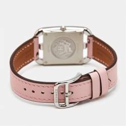 Pre Owned Hermès Silver Dial Stainless Steel Leather Cape Cod CC1.210a  Women's Wristwatch 23 mm