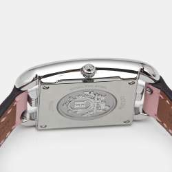Pre Owned Hermès Silver Dial Stainless Steel Leather Cape Cod CC1.210a  Women's Wristwatch 23 mm