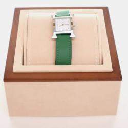 Pre Owned Hermes Heure H Quartz White Stainless Steel Women's Wristwatch 21 mm