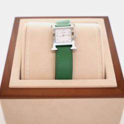 Pre Owned Hermes Heure H Quartz White Stainless Steel Women's Wristwatch 21 mm