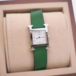 Pre Owned Hermes Heure H Quartz White Stainless Steel Women's Wristwatch 21 mm