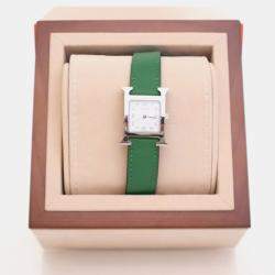 Pre Owned Hermes Heure H Quartz White Stainless Steel Women's Wristwatch 21 mm