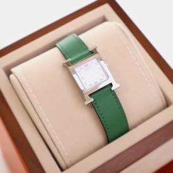 Pre Owned Hermes Heure H Quartz White Stainless Steel Women's Wristwatch 21 mm