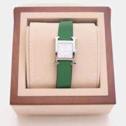 Pre Owned Hermes Heure H Quartz White Stainless Steel Women's Wristwatch 21 mm