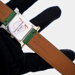 Pre Owned Hermes Heure H Quartz White Stainless Steel Women's Wristwatch 21 mm