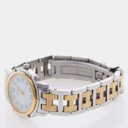 Pre Owned Hermes Clipper CL4.220 Quartz Gold-Plated Stainless Steel Women's Wristwatch 24 mm