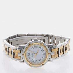 Pre Owned Hermes Clipper CL4.220 Quartz Gold-Plated Stainless Steel Women's Wristwatch 24 mm