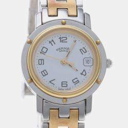 Pre Owned Hermes Clipper CL4.220 Quartz Gold-Plated Stainless Steel Women's Wristwatch 24 mm