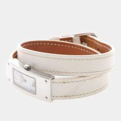 Pre Owned Hermes Kelly 2 KT1.210 Quartz White Stainless Steel Women's Wristwatch 16 mm