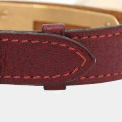 Pre Owned Hermes Kelly Quartz Burgundy Stainless Steel Women's Wristwatch 20 mm